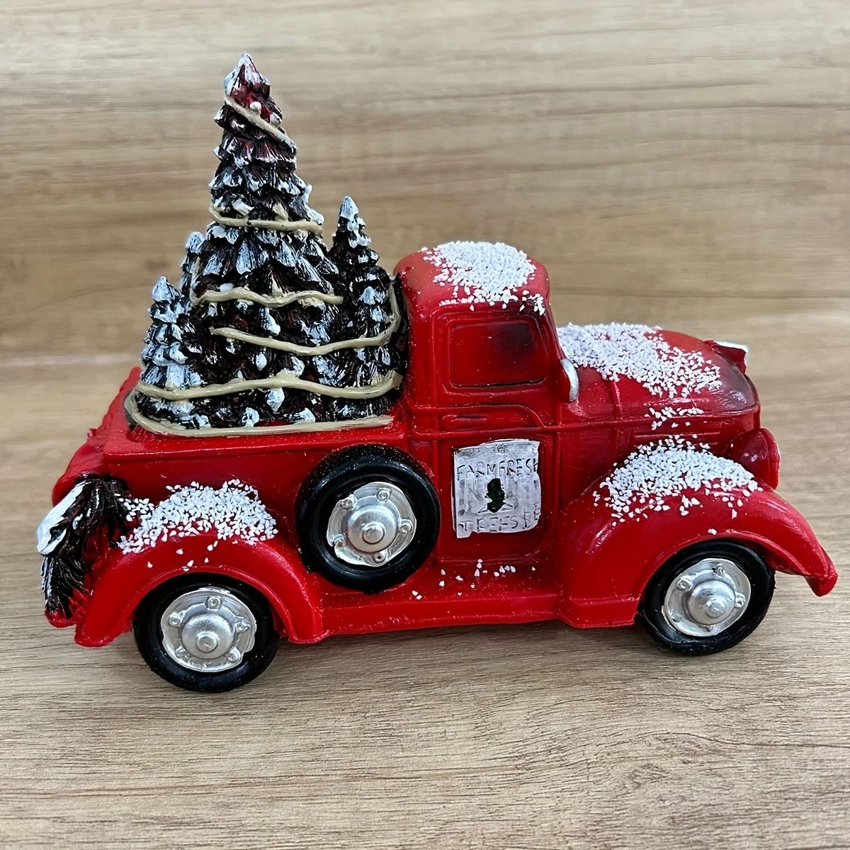 Christmas Resin Red Truck Ornament With Christmas Tree Home Decor 4