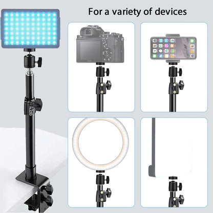 Desk Mount Stand With C Clamp And Ball Head For Cameras Lights And Microphones 5