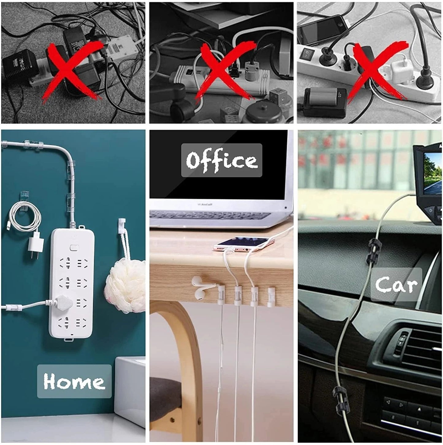 USB Cable Organizer Clips Wire Winder Holder Set 20 Piece 2