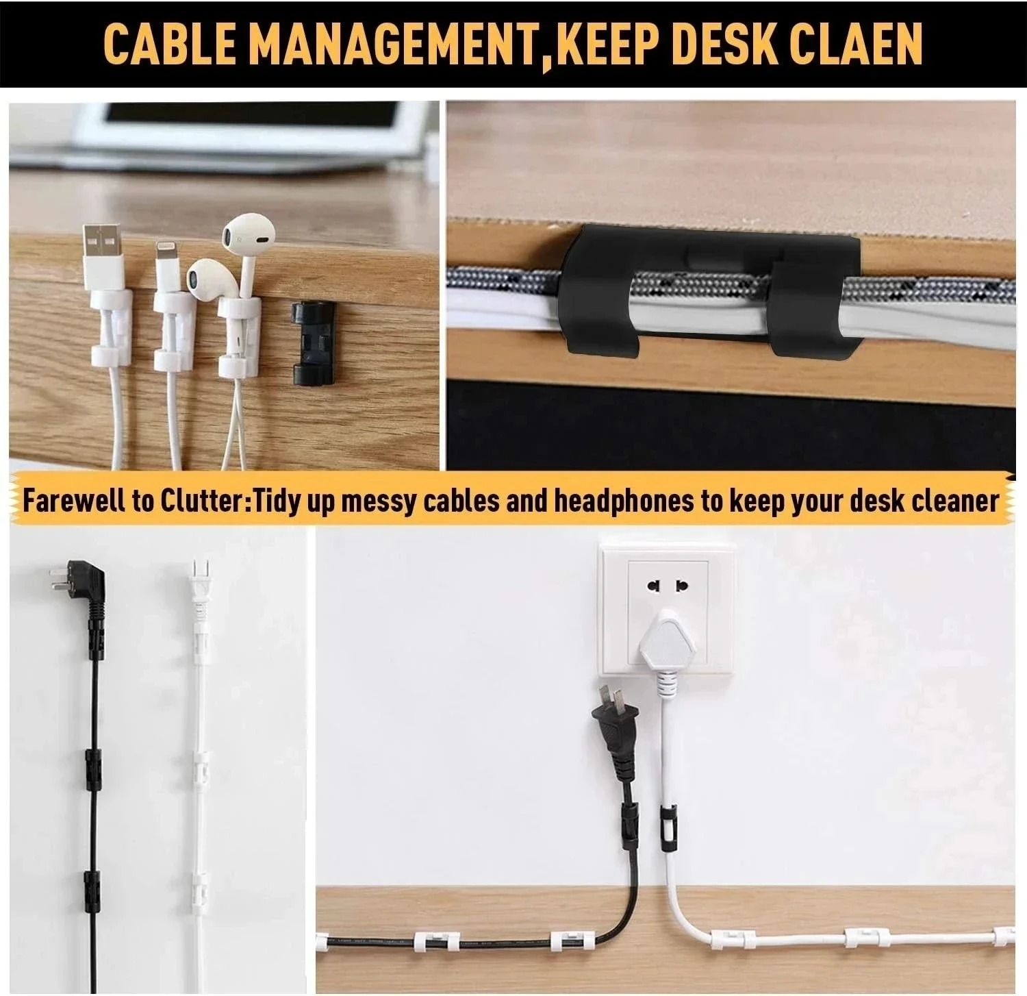 USB Cable Organizer Clips Wire Winder Holder Set 20 Piece 3