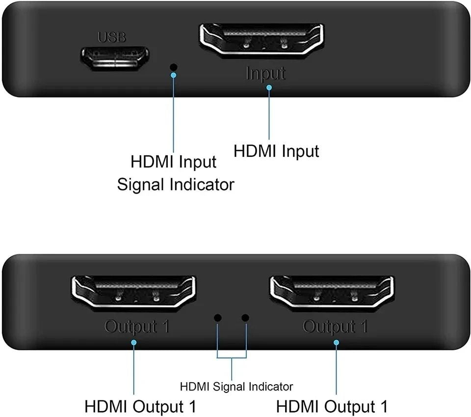4K HDMI Splitter 1 In 2 Out Dual Display Video Distributor 1