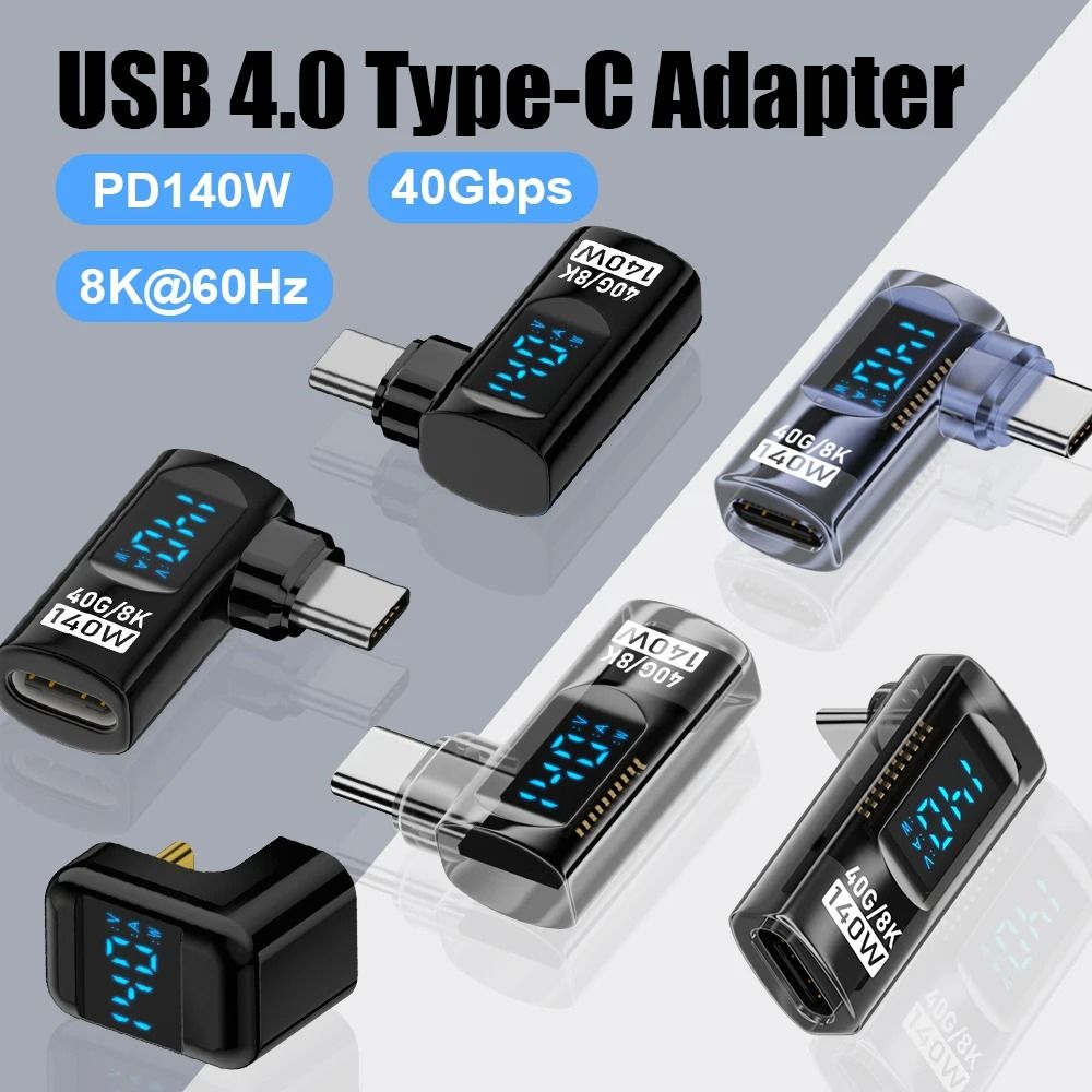 90 Degree USB C Adapter Right Angle Type C Adapter 40Gbps 140W USB4 8K Video