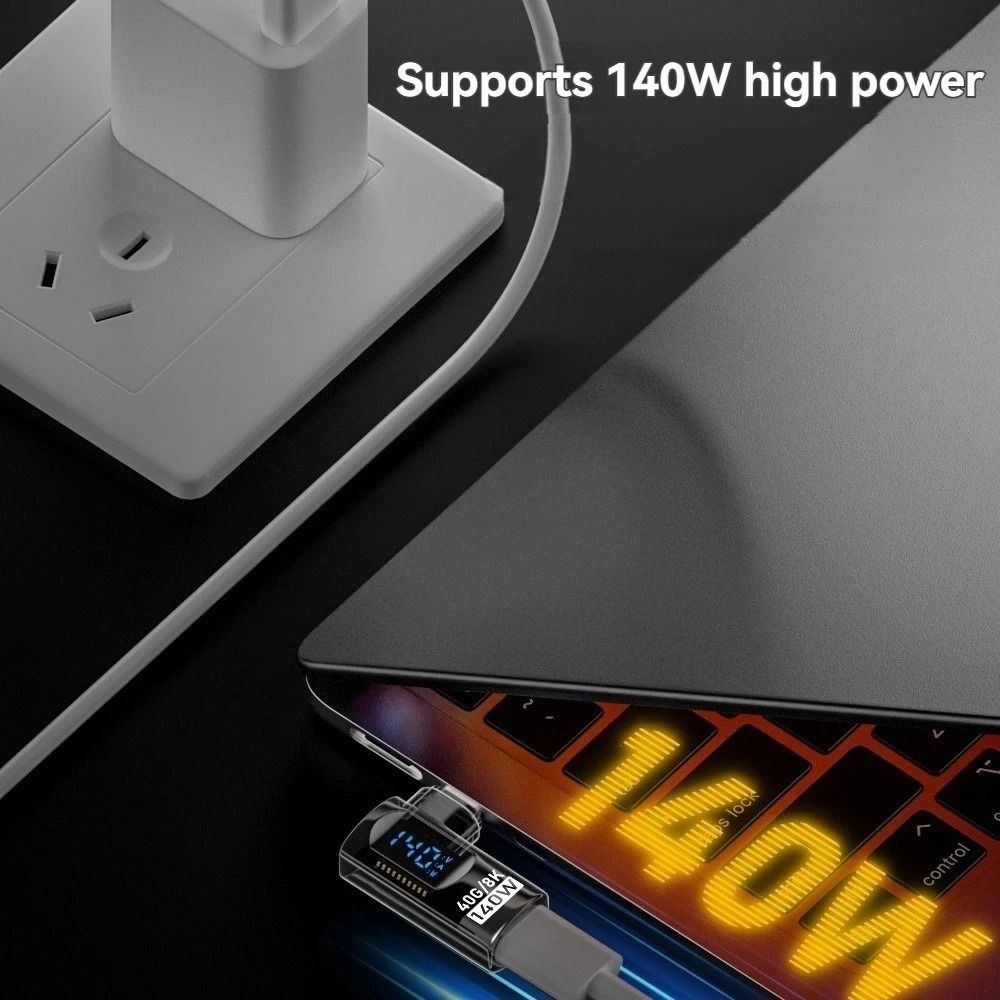 90 Degree USB C Adapter Right Angle Type C Adapter 40Gbps 140W USB4 8K Video 1