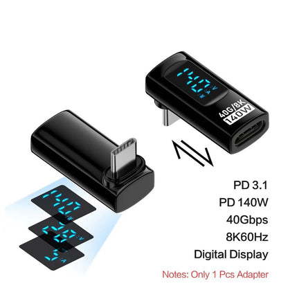 90 Degree USB C Adapter Right Angle Type C Adapter 40Gbps 140W USB4 8K Video 9