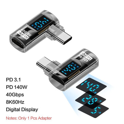 90 Degree USB C Adapter Right Angle Type C Adapter 40Gbps 140W USB4 8K Video 8