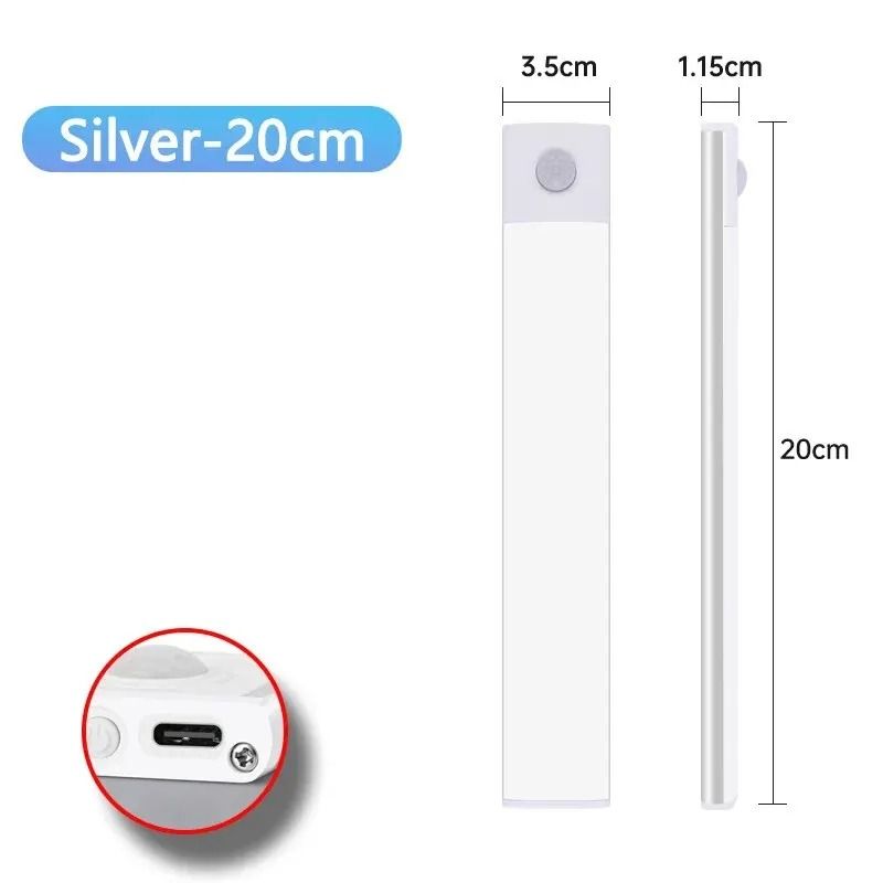 LED Cabinet Light Rechargeable Motion Sensor Lamp USB Type C 9