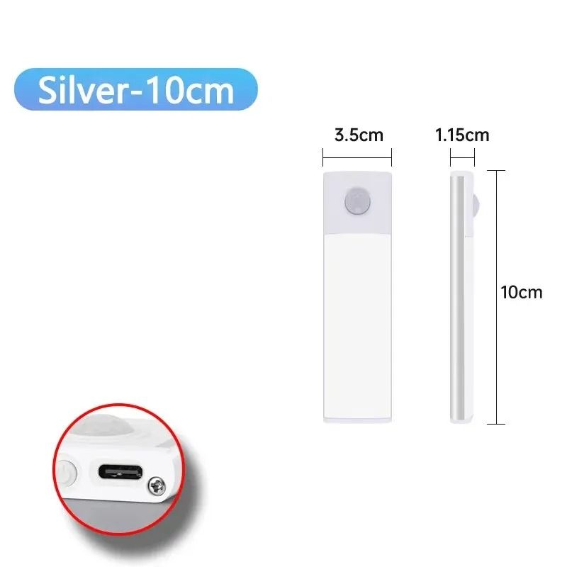 LED Cabinet Light Rechargeable Motion Sensor Lamp USB Type C 8