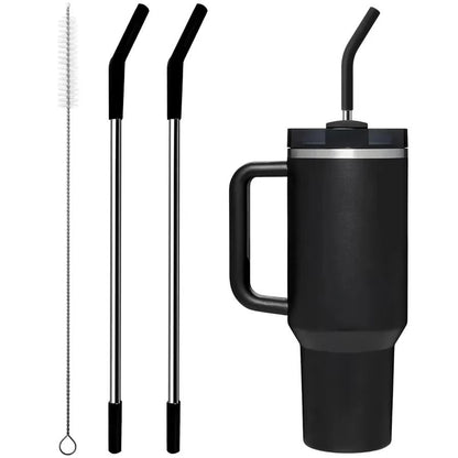 Stainless Steel Straw with Silicone Tip Replacement Set for Tumbler Cups