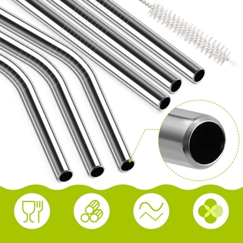 Stainless Steel Straw With Silicone Tip Replacement Set For Tumbler Cups 4