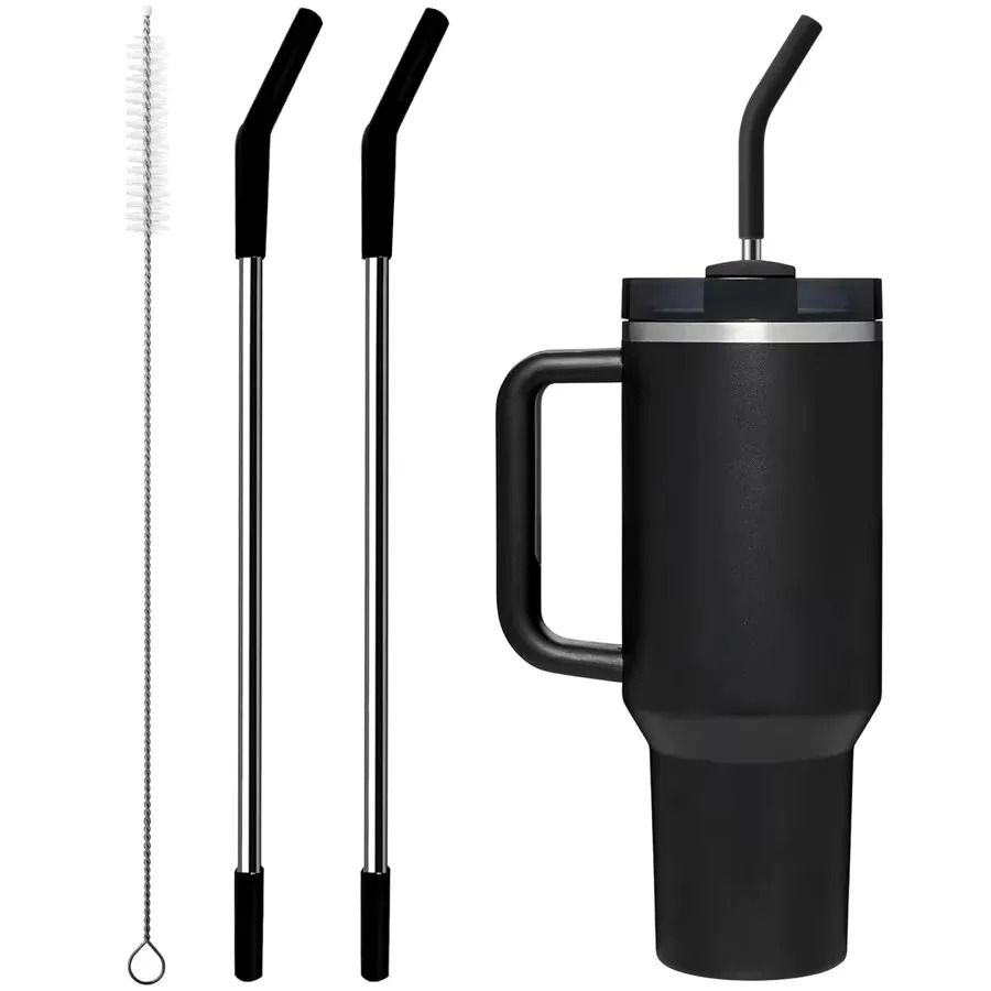 Stainless Steel Straw With Silicone Tip Replacement Set For Tumbler Cups 6