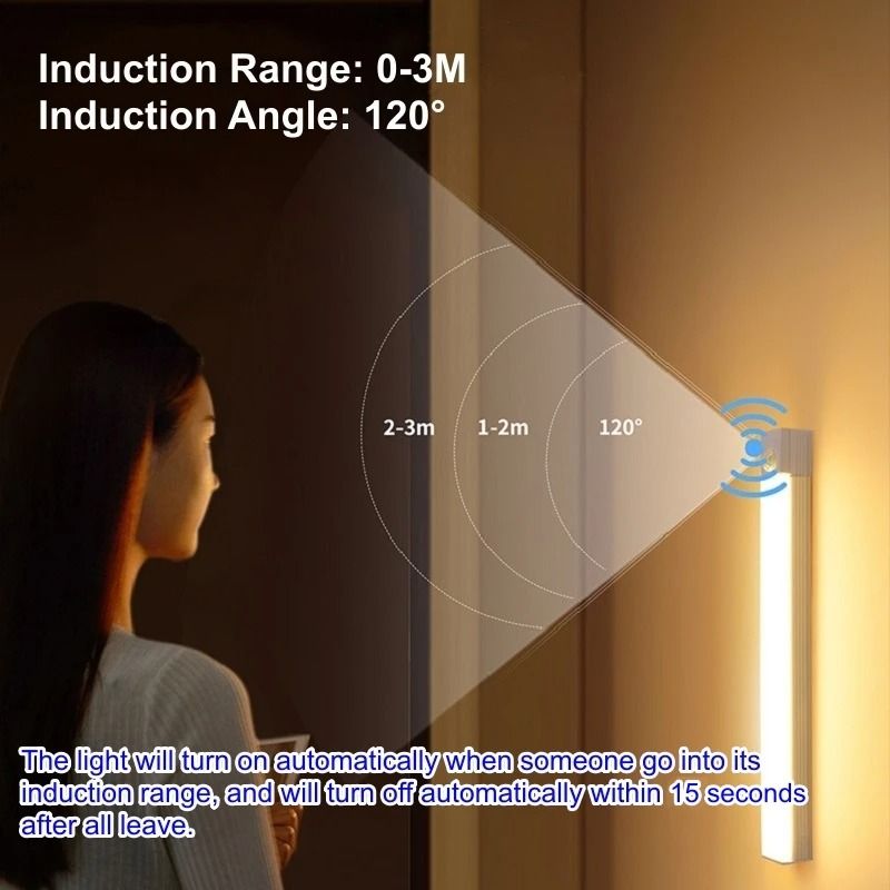 Motion Sensor Wireless LED Strip Light USB Rechargeable Bar Lamp 4