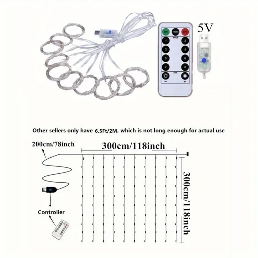 Remote Control USB Fairy Lights 3 4 6 Meters LED Curtain String Lights For Christmas Home Bedroom D 1