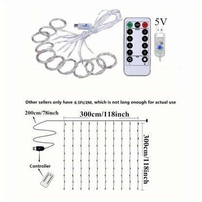 Remote Control USB Fairy Lights 3 4 6 Meters LED Curtain String Lights For Christmas Home Bedroom D 1