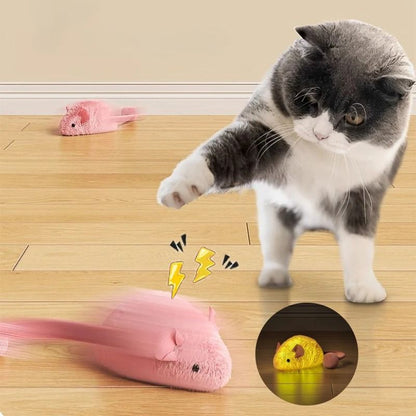 Interactive Plush Mouse Cat Toy Self Playing Chew Toy for Indoor Cats