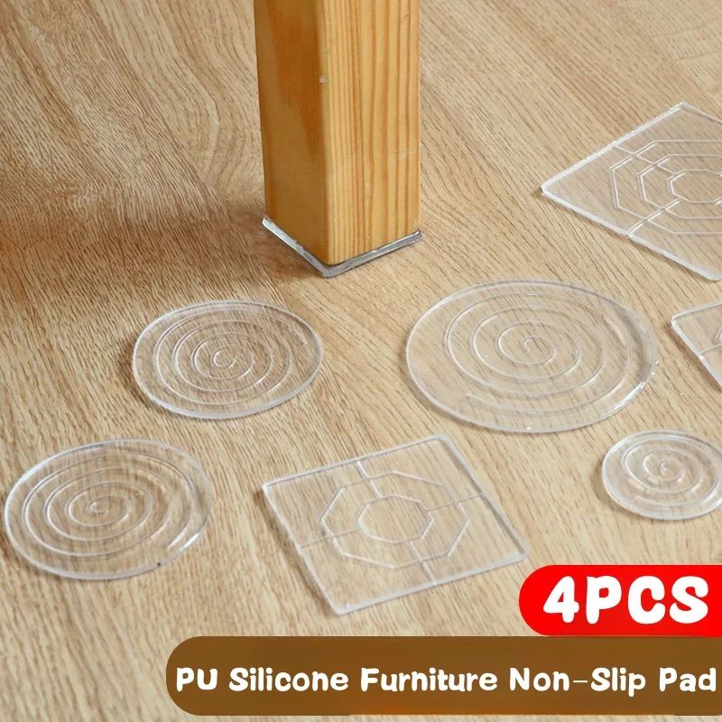 Transparent Silicone Non-Slip Furniture Pad Set – 4-Pack Anti-Slip & Anti-Vibration Floor Protectors