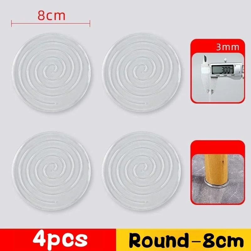 Transparent Silicone NonSlip Furniture Pad Set  4Pack AntiSlip  AntiVibration Floor Protectors 8