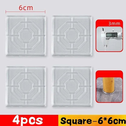 Transparent Silicone NonSlip Furniture Pad Set  4Pack AntiSlip  AntiVibration Floor Protectors 10