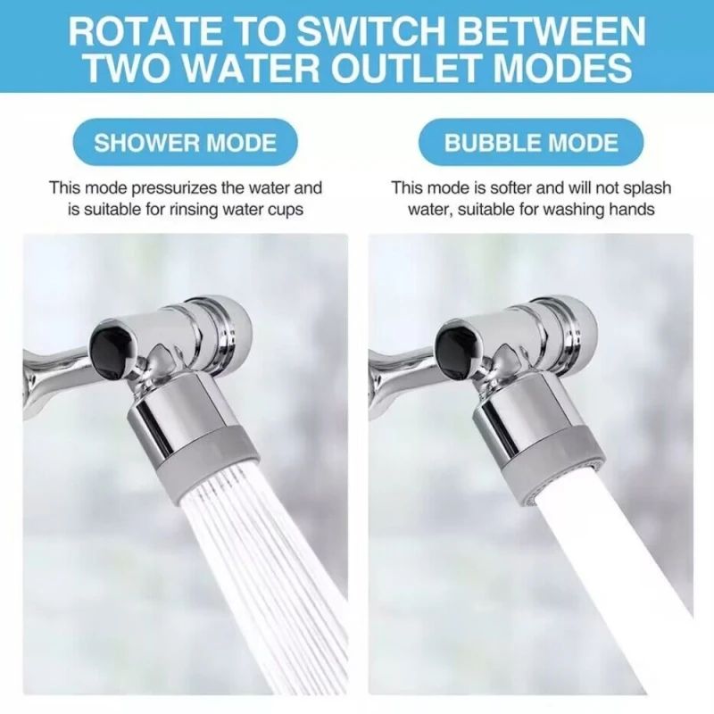 Universal 1080 Rotation Metal Faucet Sprayer Head  Kitchen  Bathroom Extender Nozzle 2
