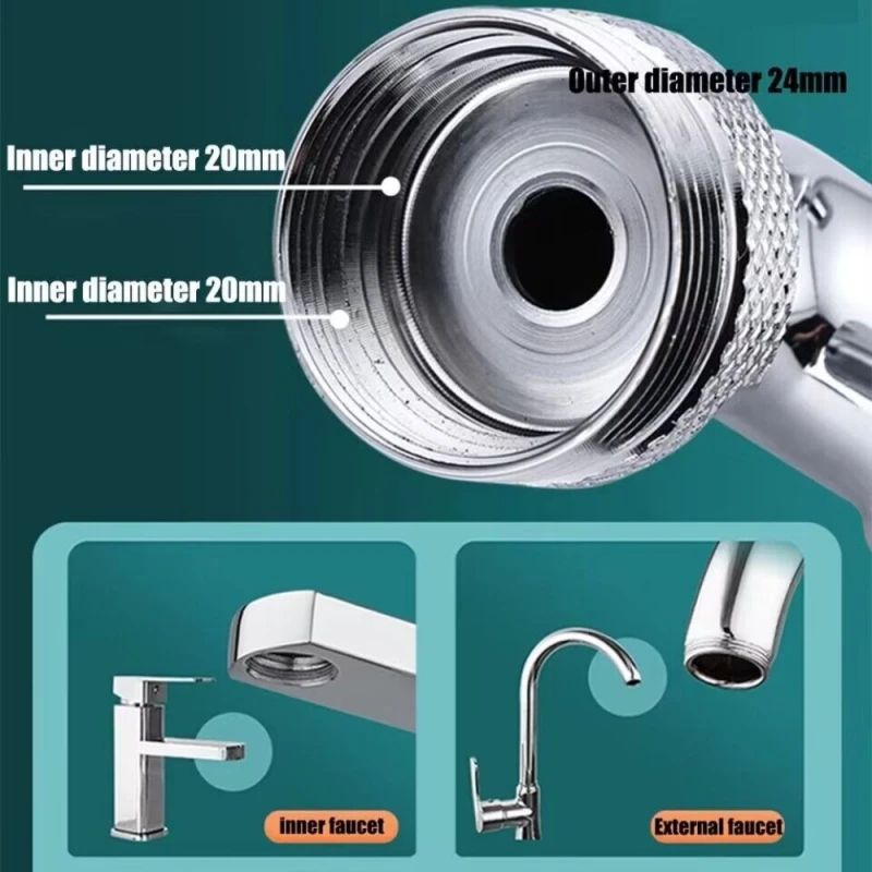 Universal 1080 Rotation Metal Faucet Sprayer Head  Kitchen  Bathroom Extender Nozzle 3