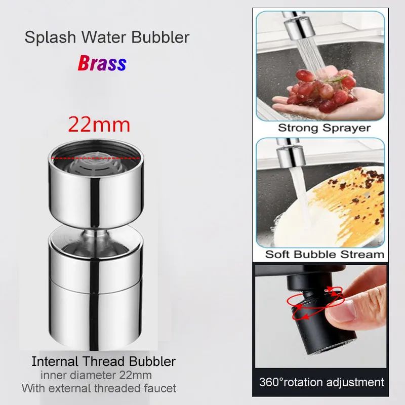 Universal 1080 Rotation Metal Faucet Sprayer Head  Kitchen  Bathroom Extender Nozzle 9