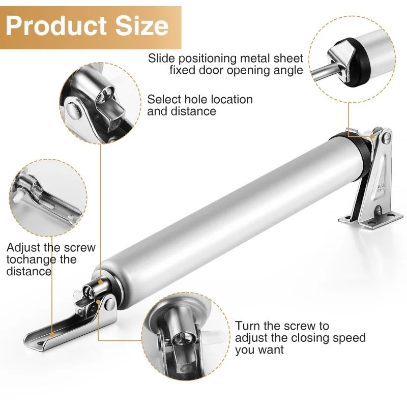 SoftClose Automatic Door Closer 35 Kg  Pneumatic Adjustable Door Stop Hardware 2
