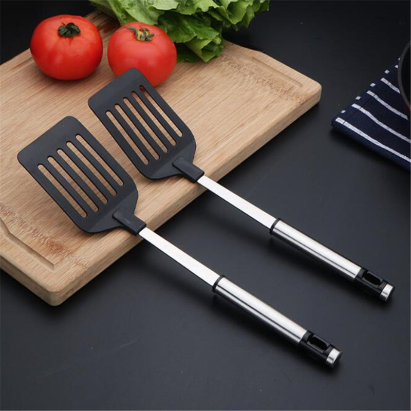 Kitchen Tools Nylon Handle Spatula, Stainless Steel Turners, Fried Shovel Egg Fish Frying Pan Scoop Spatula Cooking