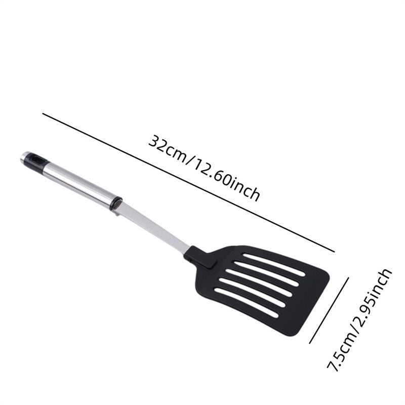 Kitchen Tools Nylon Handle Spatula, Stainless Steel Turners, Fried Shovel Egg Fish Frying Pan Scoop Spatula Cooking