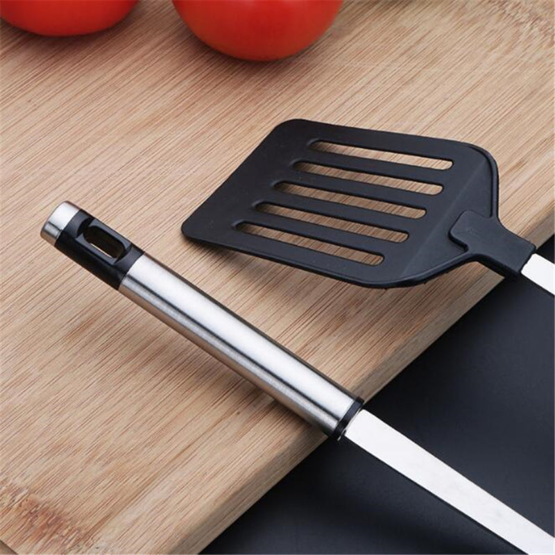 Kitchen Tools Nylon Handle Spatula, Stainless Steel Turners, Fried Shovel Egg Fish Frying Pan Scoop Spatula Cooking