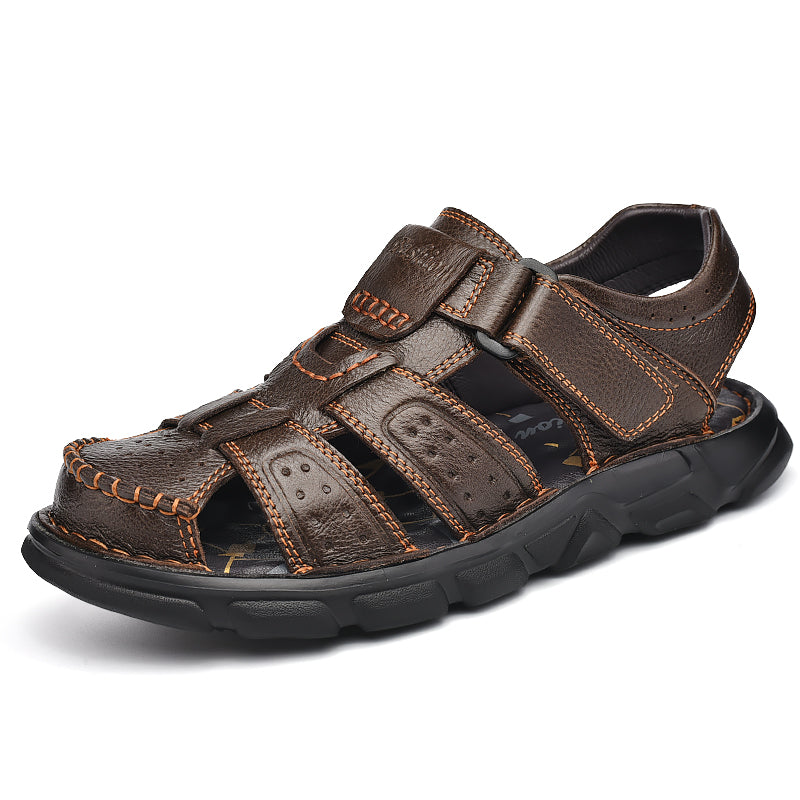 High Quality Genuine Leather Casual Shoes for Men Classic Summer Outdoor Walking Men Sneakers Breathable Men Sandals