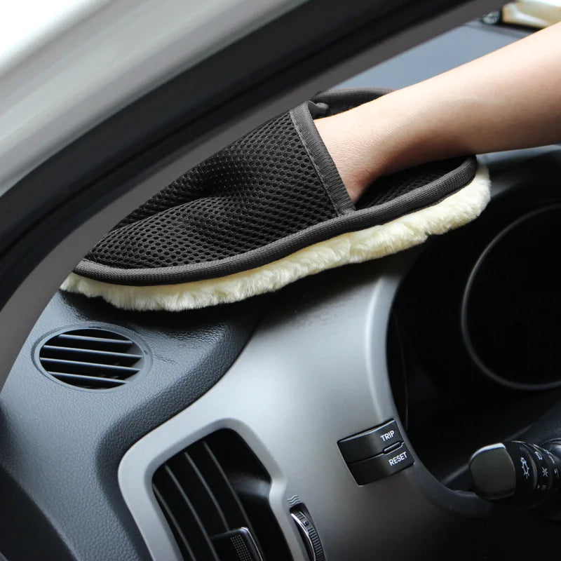 Car Washing Gloves, Thickened Plush Wiping Gloves for Waxing and Polishing, Premium Car Cleaning Products
