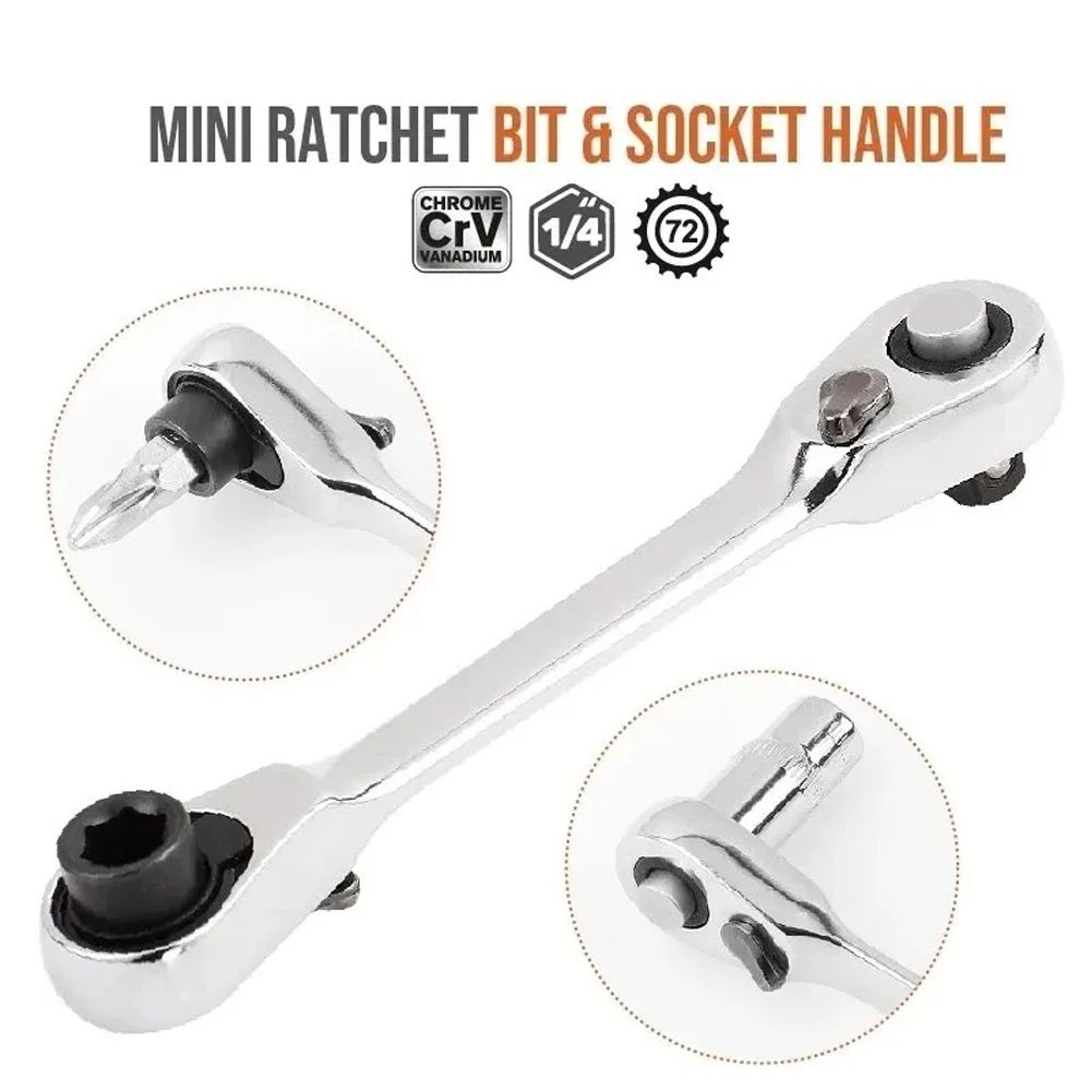 Mini Treble Ratchet Wrench Double Ended Socket Wrench Hex Screwdriver Torque Wrenches Set 5