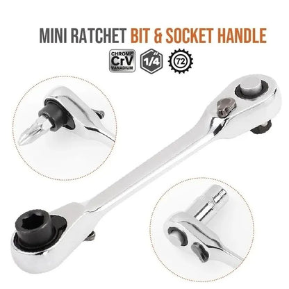 Mini Treble Ratchet Wrench Double Ended Socket Wrench Hex Screwdriver Torque Wrenches Set 5