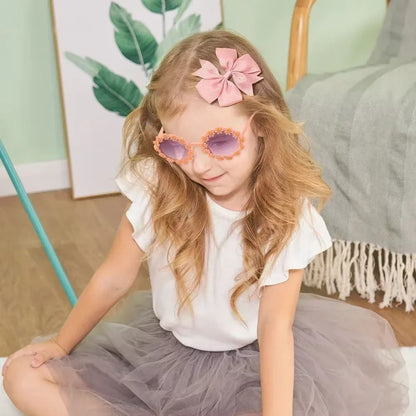 Kids Retro Flower Hairclip Set With Sunglasses Accessories 3 Piece Set 4