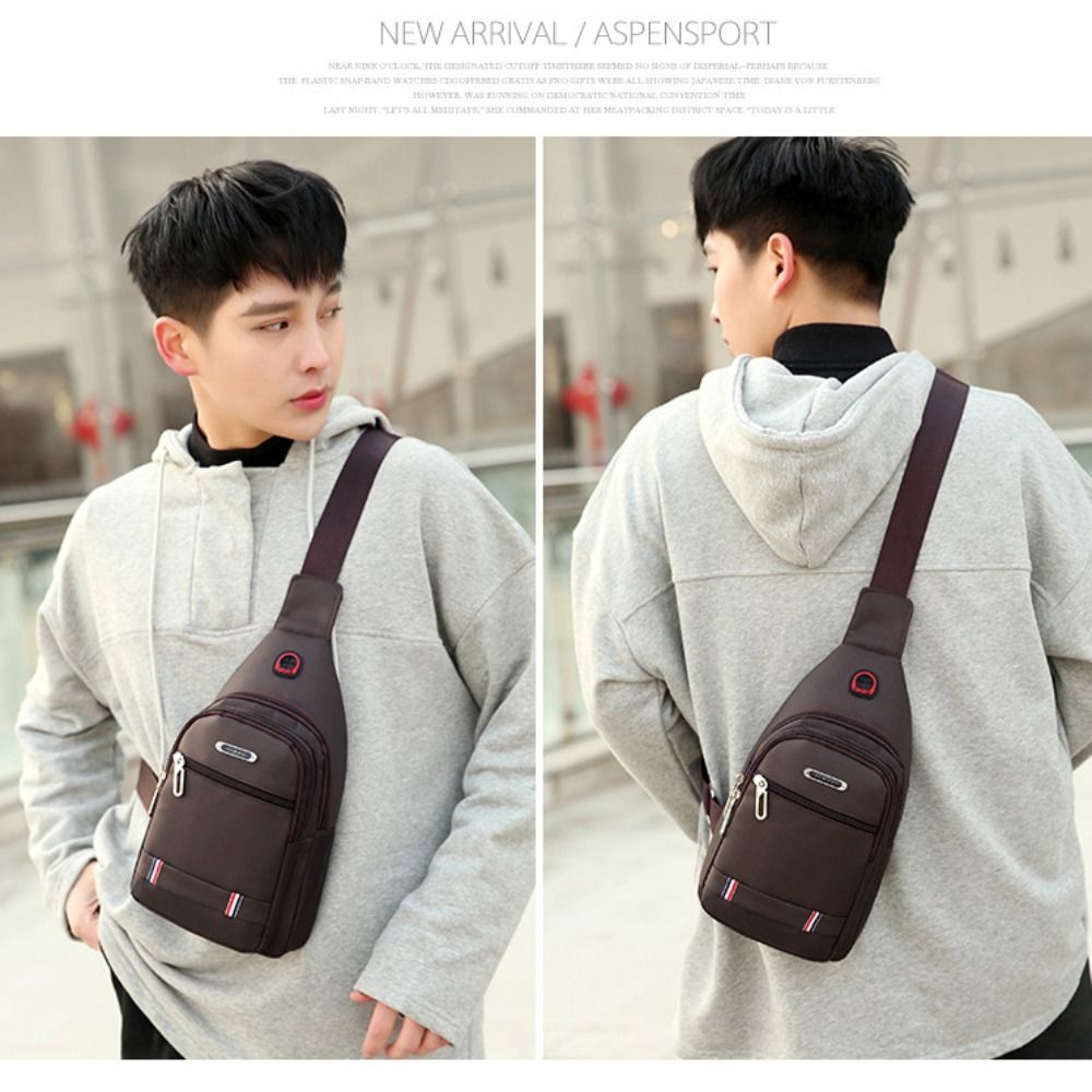 Casual Men Messenger Bag Oxford Cloth Crossbody Bag Shoulder Sling Chest USB Travel Bag 4