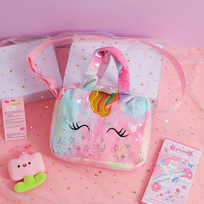 Plush Unicorn Crossbody Bag For Girls Kids Shoulder Purse Cute Student Gift Pencil Case Coin Wallet 3