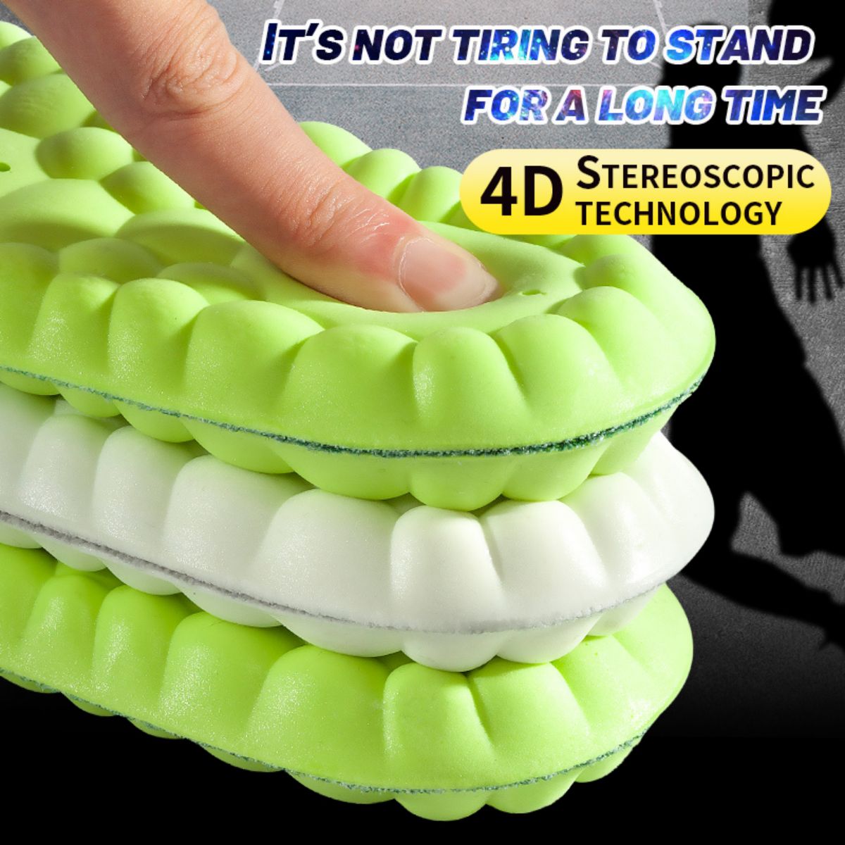 Sport Insoles Cushion PU High Stretch Shock Resistant Anti Bacterial Breathable Insoles For Comfort 3