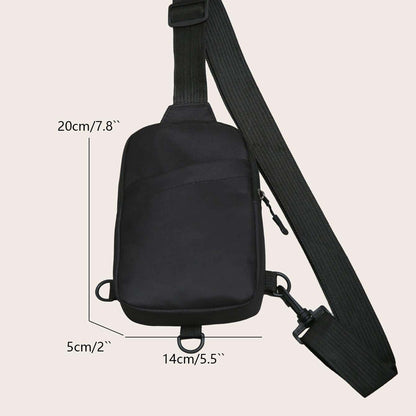 Fashion Black Messenger Bag, Mini Sling Shoulder Chest Bag Casual Chest Bag Backpack Variable Waist Bag Mobile Phone Bag