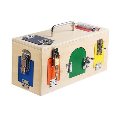 Montessori Wooden Busy Box Educational Lock Latch Box Early Learning Kids Toys Perfect Christmas Gi 3