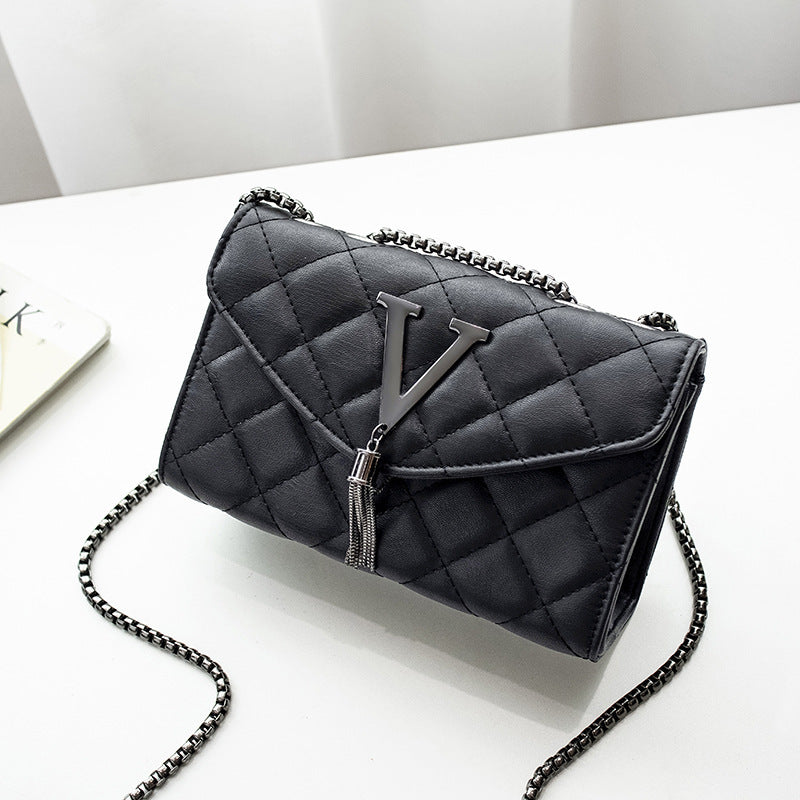 Plaid Female Crossbody Bag Tassel Quilted Brand Black Luxury Handbags