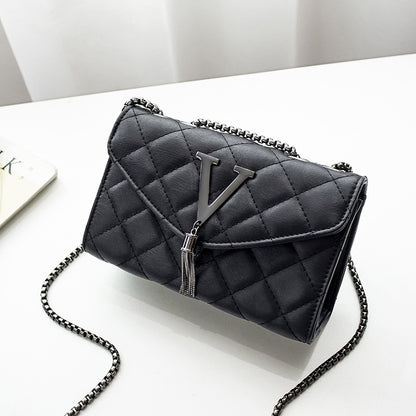 Plaid Female Crossbody Bag Tassel Quilted Brand Black Luxury Handbags