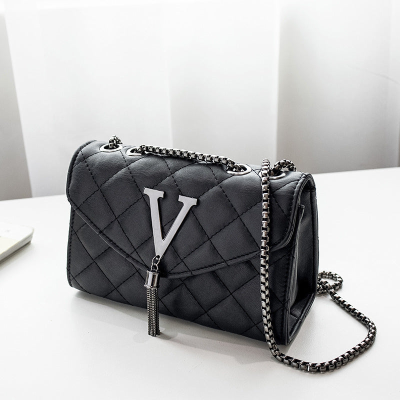 Plaid Female Crossbody Bag Tassel Quilted Brand Black Luxury Handbags