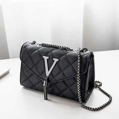 Plaid Female Crossbody Bag Tassel Quilted Brand Black Luxury Handbags