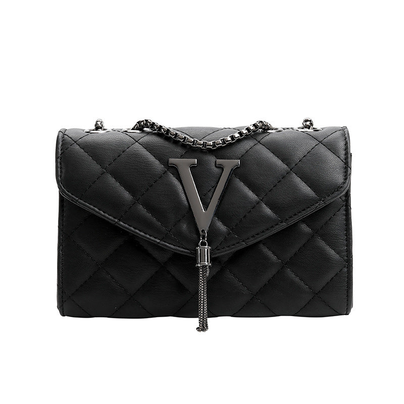 Plaid Female Crossbody Bag Tassel Quilted Brand Black Luxury Handbags