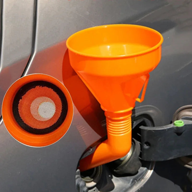 Refueling Funnel with Filter, Motorcycle Gasoline Oil Funnel, Long Mouth Car Repair Tools