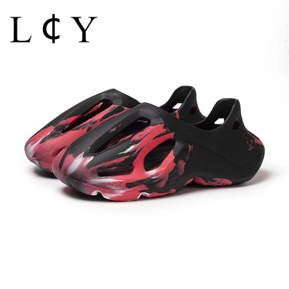Personalized Lace Up Beach Shoes For Men And Women Summer Anti Slip Designer Dyeing Hollow Outdoor  8