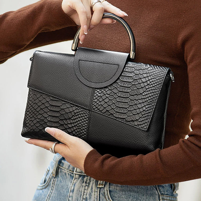Fashionable PU Synthetic Leather Crossbody Bag Casual Dinner Wedding Alligator Pattern Shoulder Handbag