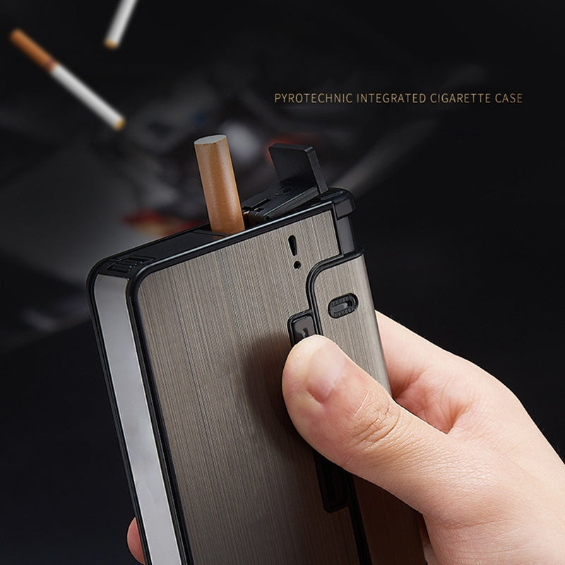 Portable Automatic Cigarette Case Metal Holder Box for King Size Cigarettes Gift for Men