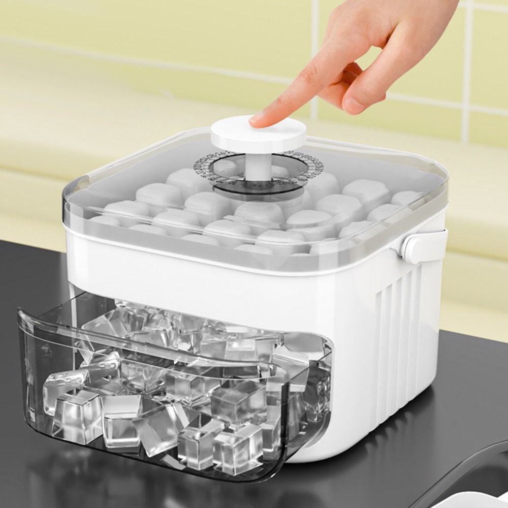 50 Cube Ice Maker, Easy Press Cap Ice Cube Maker, Double Layer Ice Storage Box, Refrigerator Ice Tray Household Ice Box