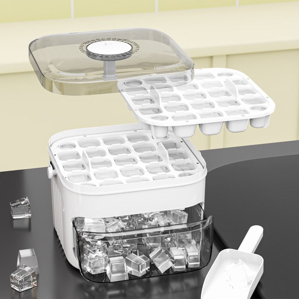 50 Cube Ice Maker Easy Press Cap Ice Cube Maker Double Layer Ice Storage Box Refrigerator Ice Tray  3
