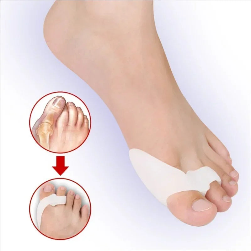 Silicone Gel Two Hole Toe Separator Thumb Valgus Protector Hallux Valgus Guard Bunion Adjuster For  4